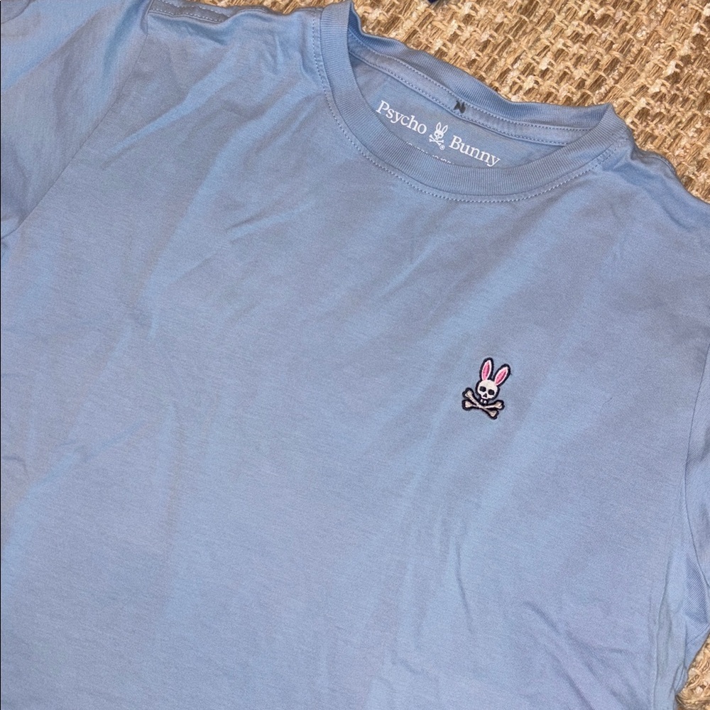Psycho Bunny Light Blue Tee with Embroidered Bunny Logo
